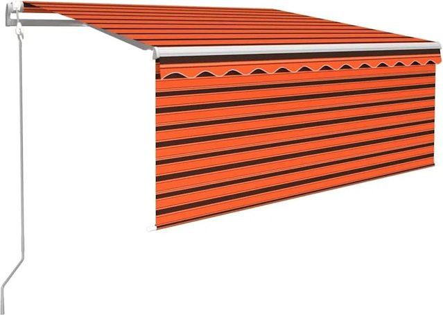vidaXL Automatische Markise mit Volant in Orange Braun mit Fernbedienung, B: 350 cm, T: 250 cm - Bild 1