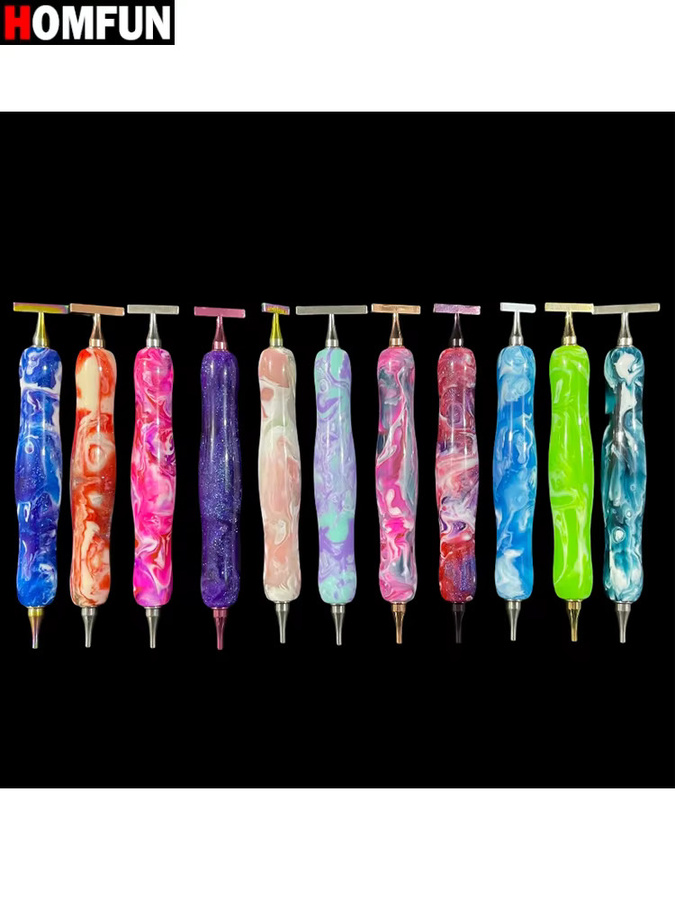HOMFUN Diamant-Malstift als multifunktionales Stickerei-Punktbohrwerkzeug in Bunt und Gold aus Metall - Bild 4