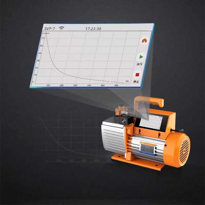 LZHZXY Intelligente 2-stufige Drehschieber-Vakuumpumpe für HVAC mit Touchscreen und App-Datenprotokollierung, Orange - Bild 2