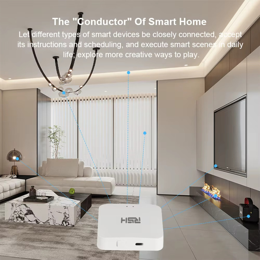 RSH Smart Bluetooth Mesh Signal Gateway Smart Life Wireless Subgeräte-Hub mit Alexa und Google Home Sprachsteuerung in Weiß oder Beige - Bild 4