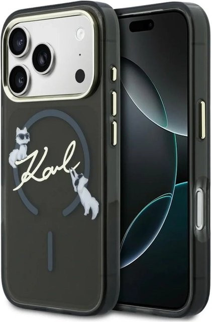 Karl Lagerfeld MagSafe-Hülle für Apple iPhone 18 Pro mit IML Choupette Karl Script Logo in Schwarz - Bild 1