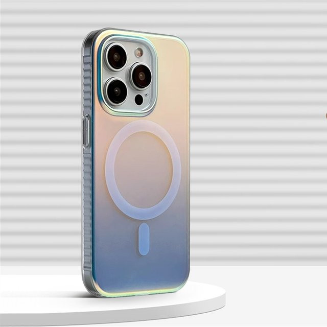 Magnetische MagSafe Schutzhülle mit mattem Laser Gradient Design für iPhone 17 16 15 14 13 12 Pro Max in Aurora Multicolor, stoßfeste Hülle - Bild 1