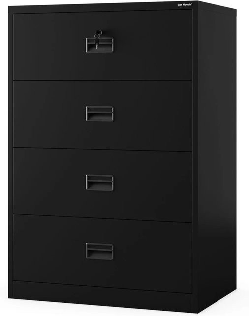 JAN NOWAK Metall-Karteischrank SARA XL V4 in Schwarz, B: 132 cm, H: 90 cm, T: 60 cm - Bild 1