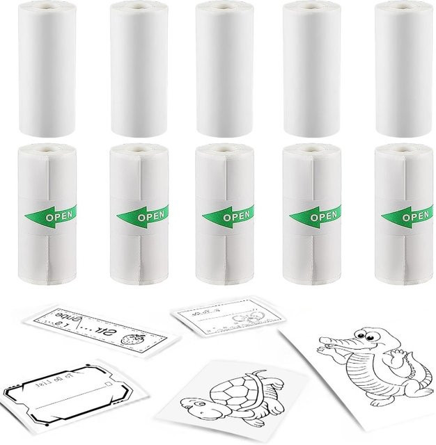 10 Rollen Thermodrucker Aufkleberpapier in Weiß für Mini-Drucker, B: 57 mm, H: 25 mm - Bild 1
