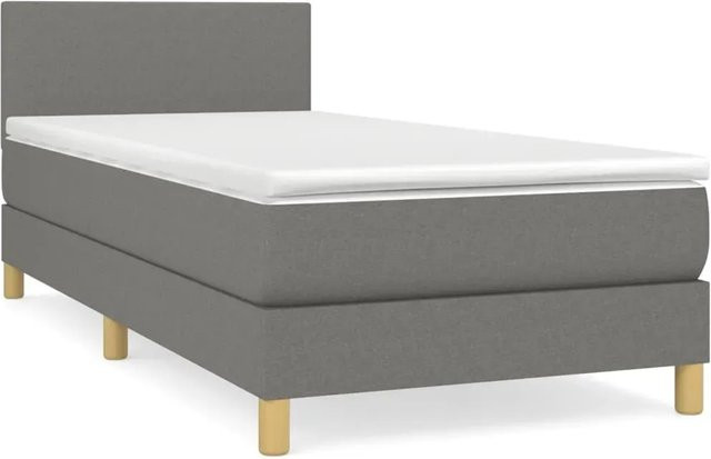 vidaXL Boxspringbett Hybrid mit Matratze und Taschenfedern, Dunkelgrau, B/T/H: 100 x 200 cm - Bild 1