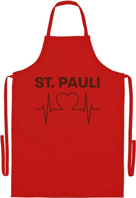 Grillschürze von multifanshop mit St. Pauli Herzschlag Druck in Braun - Bild 1
