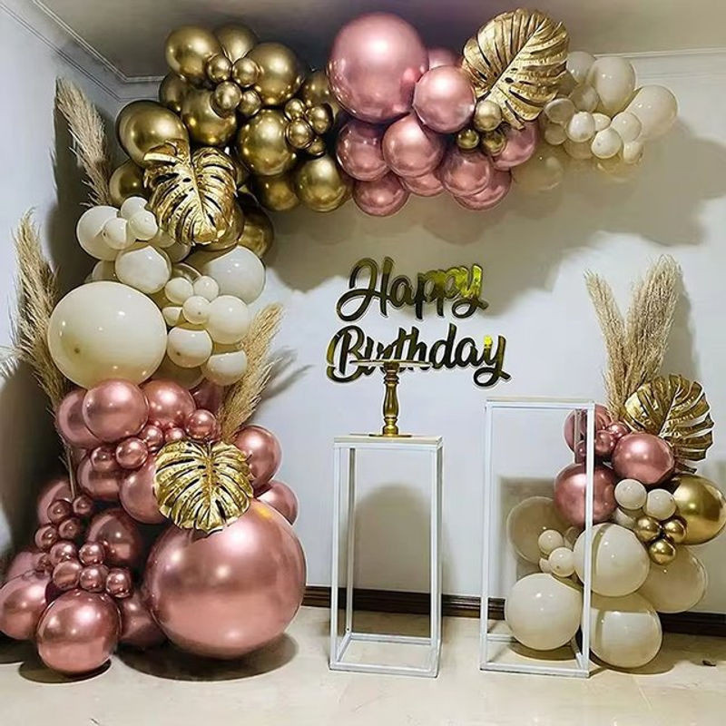128 Stück Ballon-Girlanden-Set in Rosa und Roségold aus Latex für deine Partydekoration bei Geburtstag oder Hochzeit - Bild 1