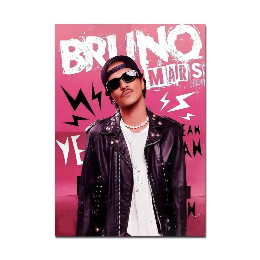 Vintage Dekorative Poster Kunstwerk Whitepaper mit Motiv von Bruno Mars und B-Bruno in Multicolor - Bild 7