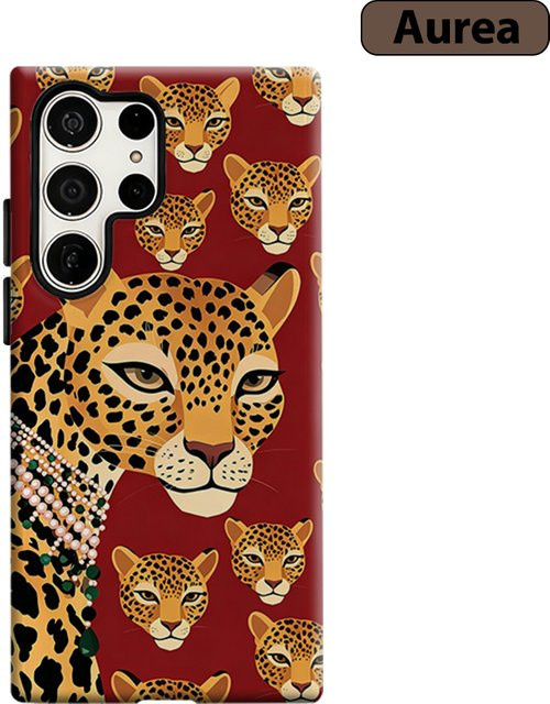 Stoßfeste doppelschichtige Handyhülle mit Jaguar-Motiv in Rot für Samsung Galaxy S26 S25 S24 S23 Ultra Plus - Bild 1