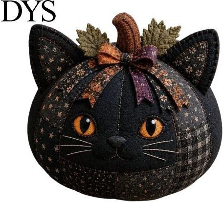 DIY Patchwork-Set mit Tier-Motiven Fuchs Katze Eule und Kürbis für Erwachsene zur Herbstdekoration in Schwarz - Bild 1