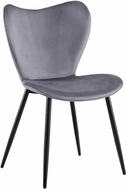 DELUKE Esszimmerstuhl COLON aus Samt in Dunkelgrau, B/T/H: 50 x 58 x 80 cm - Bild 1