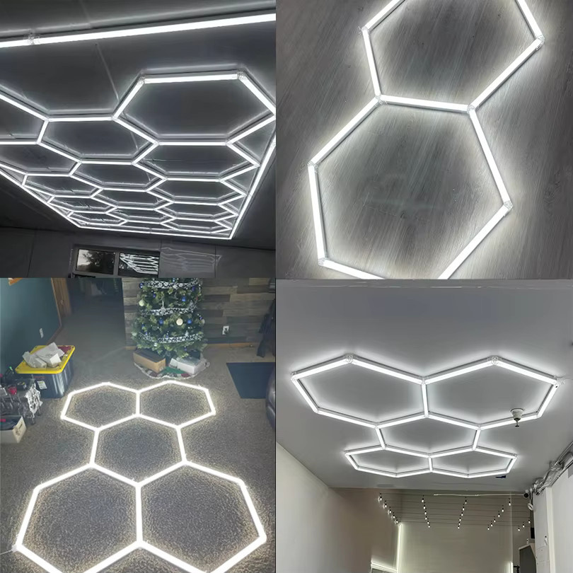 PIBAOGU Hexagon LED-Wabenlampe in Weiß, 6500 K Kaltweiß, Durchmesser: 44 cm - Bild 4