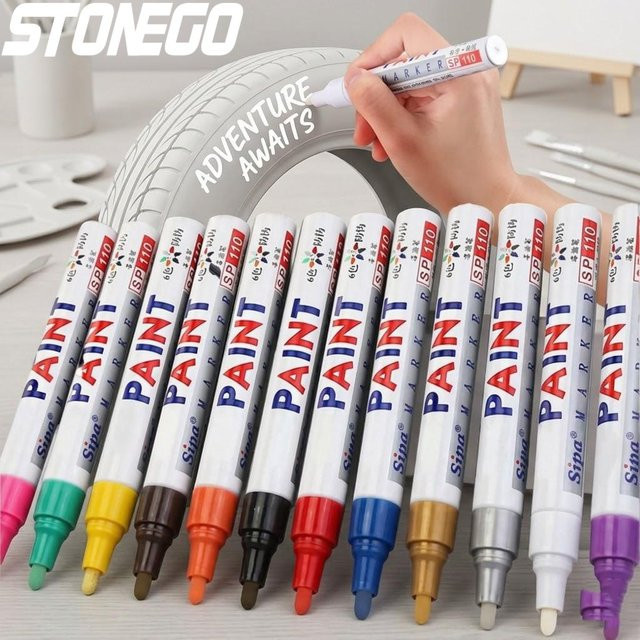 STONEGO 12 Stück Weiße Ölfarben-Marker mit feiner Spitze, permanente Kunst-Marker für Schule und DIY - Bild 1