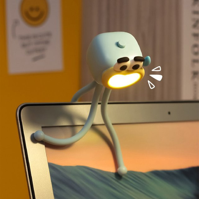 Lyfs Octopus Nachtlicht Mini Tischlampe in Blau mit warmweißem Licht und Touch-Funktion aus Silikon - Bild 1