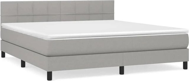 vidaXL Boxspringbett Hybrid mit Matratze Hellgrau B/T: 160 x 200 cm - Bild 1