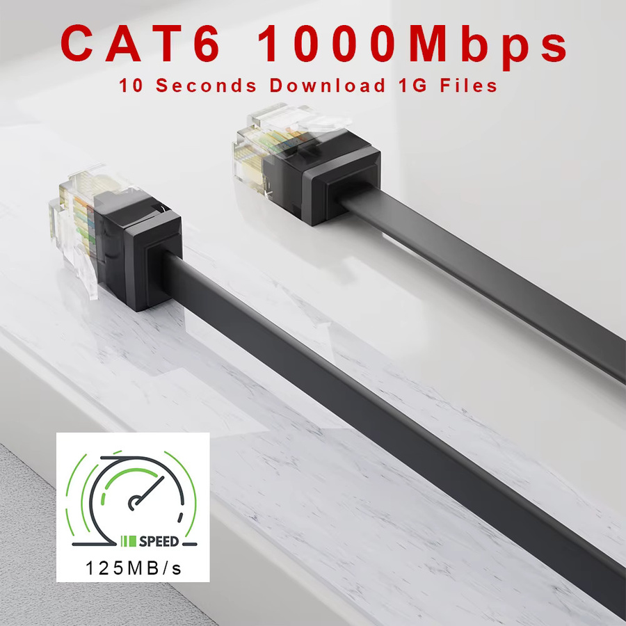 Propatch Cat6 Ethernet-Kabel RJ45 Flachkabel UTP-Netzwerk für Patchpanel in Schwarz - Bild 3