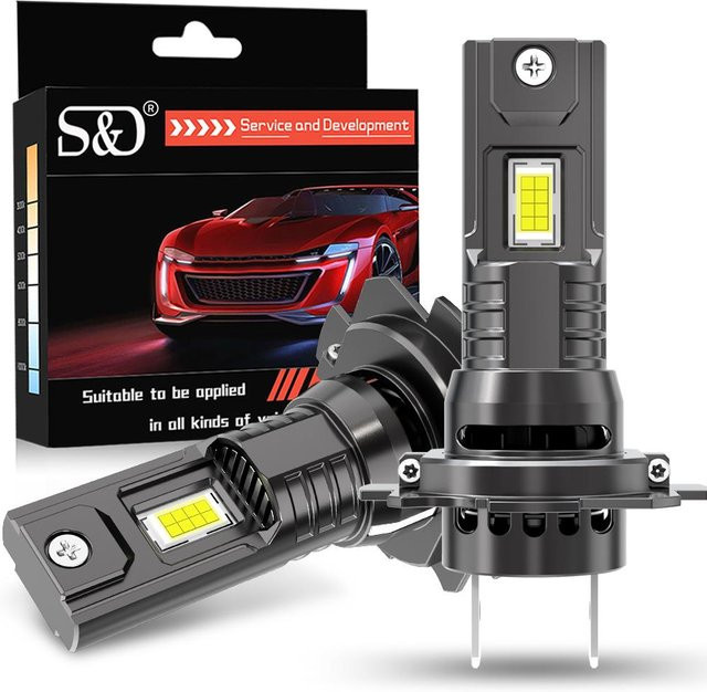 2er Set H7 LED Scheinwerfer Leuchtmittel mit Canbus, 25000LM, 80W, 6500K CSP Turbo Lampen für Auto, Farbe: Grau - Bild 1