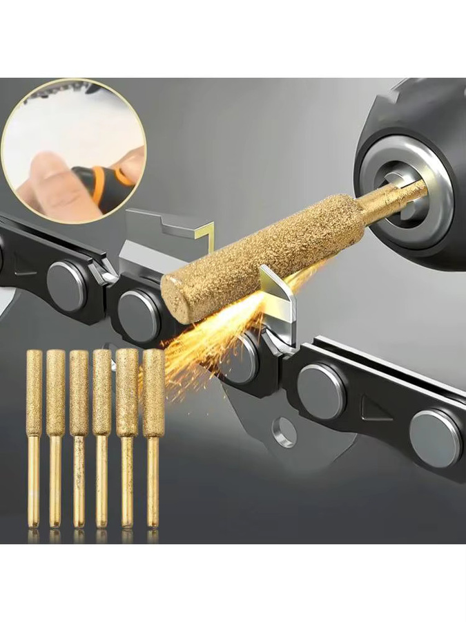 Ener Grinder Kettensäge Schleifset mit 6 beschichteten zylindrischen Grat-Schleifsteinen zum Schärfen und Schnitzen - Bild 4