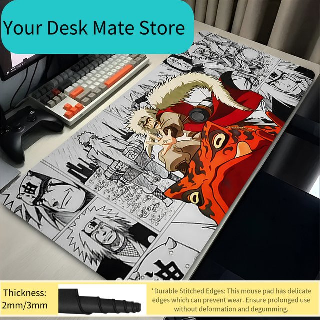 Bandai Anime Mauspad Jiraiya Naruto Design Multicolor Anti-Rutsch Schreibtischunterlage für Gaming PC und Tablet - Bild 1