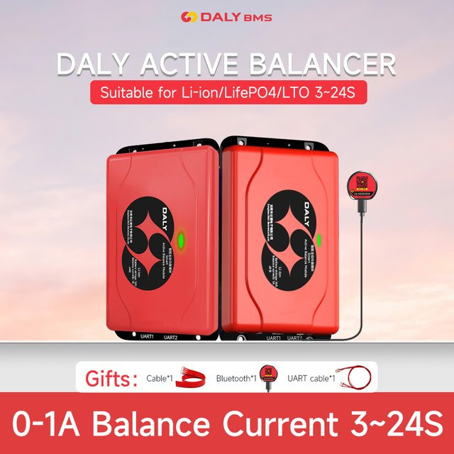DALY Software Active 1A Balancer mit Bluetooth UART für LI-ION Lifepo4 LTO Batteriepacks, Farbe: Rot - Bild 1
