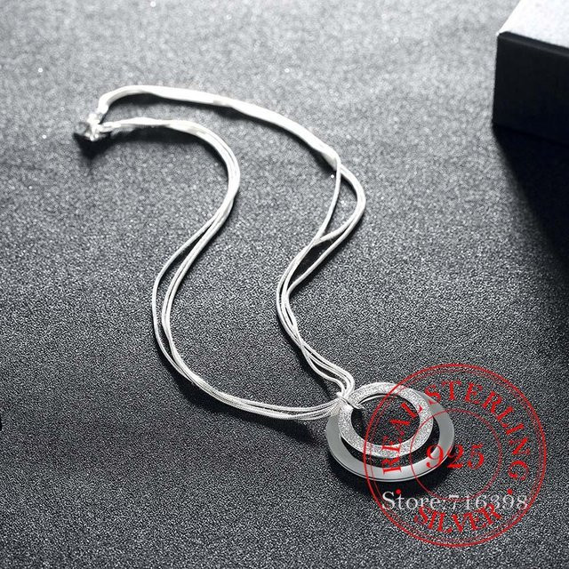 Allbestart Halskette Doppel Kreis, 925 Silber, 45 cm, Damen - Bild 1