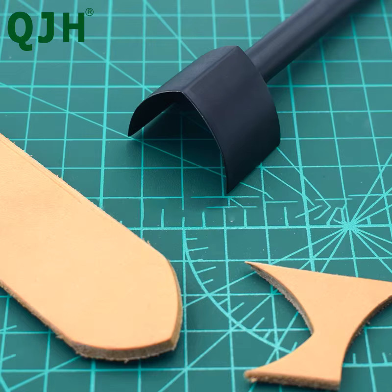 QJH Leder Bastelwerkzeuge Halbrund Stempel Set aus Metall in Schwarz, 7 Größen von 15 mm bis 45 mm für DIY Handarbeit und Gürtelschnitte - Bild 4