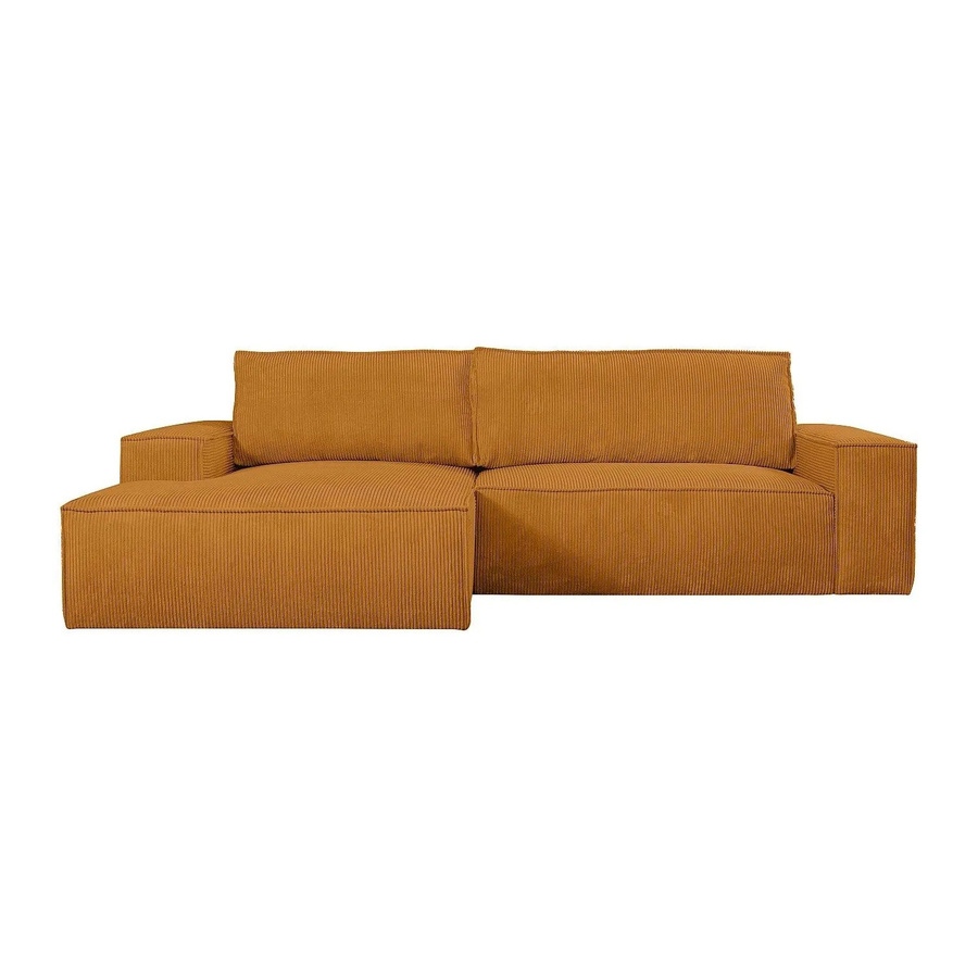 Vente-unique Schlafsofa Amelia in Hellorange mit Cord-Bezug und L-Form - Bild 2