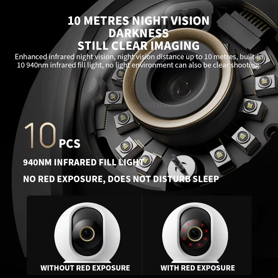 Xiaomi Mijia Smart Kamera C700 Edition 4K Vollfarbe 8 Megapixel mit 360° Sicht, bidirektionaler Sprachfunktion und Infrarot-Nachtsicht in Weiß - Bild 3