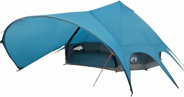 vidaXL Teepee Zelt mit Dach Blau und Grau B/T/H: 600 x 600 x 347 cm - Bild 1