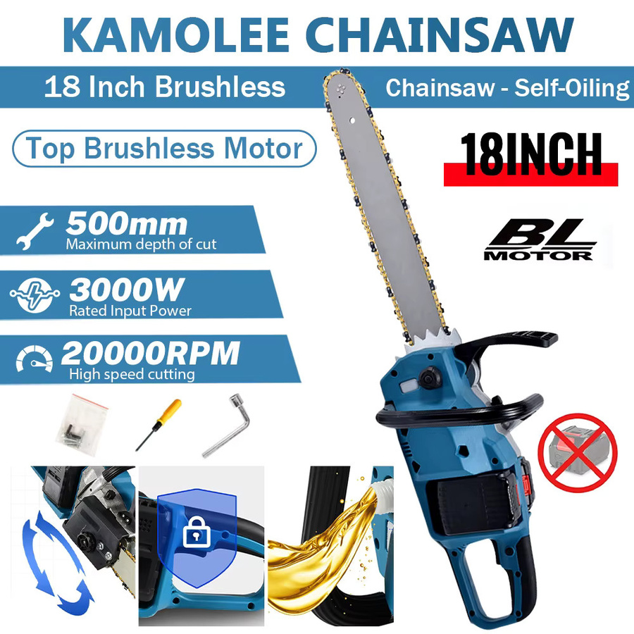 Bürstenlose 18-Zoll-Elektrokettensäge von Makita für LXT Akkus, Blau, 3000W kabelloses Gartenwerkzeug - Bild 2