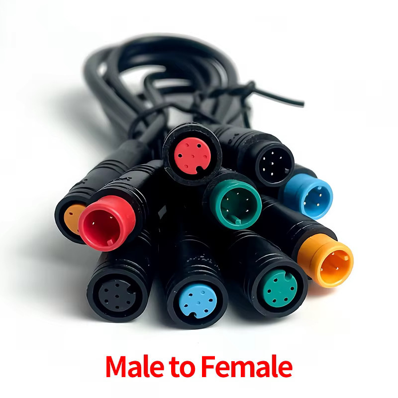 Wasserdichte M8 E-Bike Steckverbinder Set für Display-Kabel mit 2 bis 6 Pins, männlich und weiblich, Länge: 25 cm, Multicolor - Bild 2