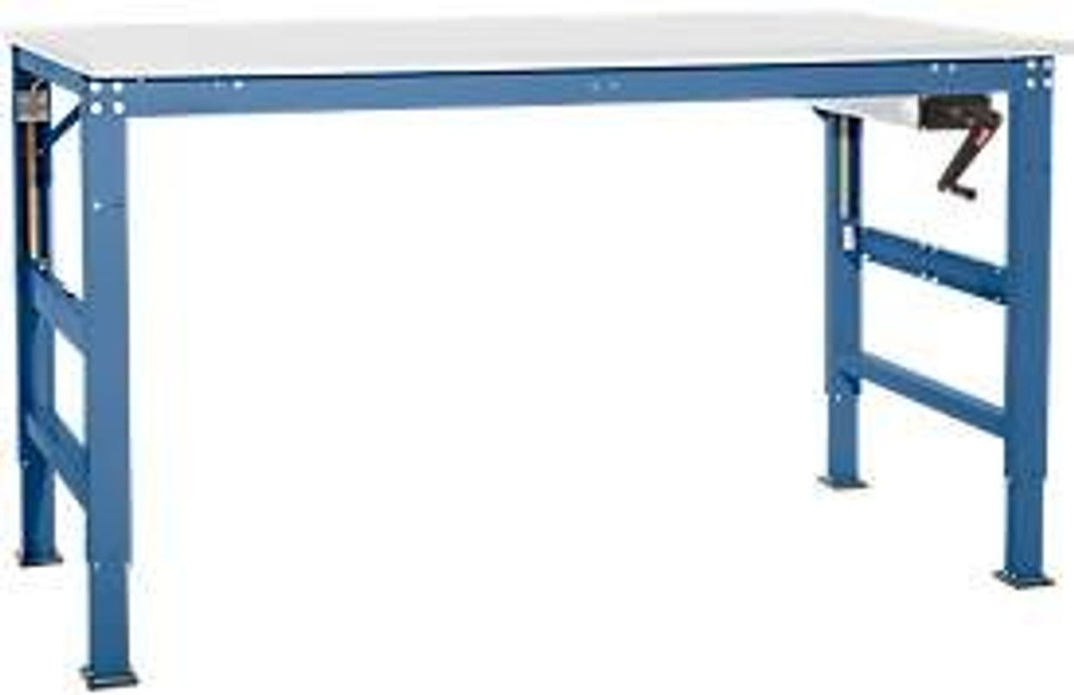 Manuflex Arbeitstisch Ergo K mit Kurbel in brillantblau, B/T: 150 x 80 cm - Bild 2