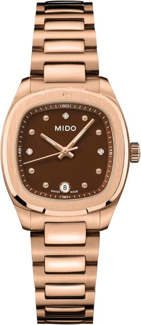 Mido Armbanduhr Multifort TV, Quarz, Edelstahl, Roségold, Diamant, Damen, 28 mm - Bild 1