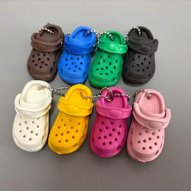 LeeSell Schlüsselanhänger 3D Mini Clog Sandalen, PVC, Weiß, Damen - Bild 3