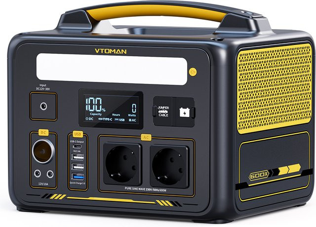 VTOMAN JUMP 600X Tragbare Powerstation 299Wh LiFePO4 mit 1200W Spitzenleistung in Schwarz - Bild 1