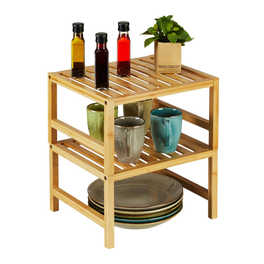 Relaxdays Schrankeinsatz aus Bambus in Natur Braun, 2er Set, B/T/H: 20 x 35,5 x 30,5 cm - Bild 2