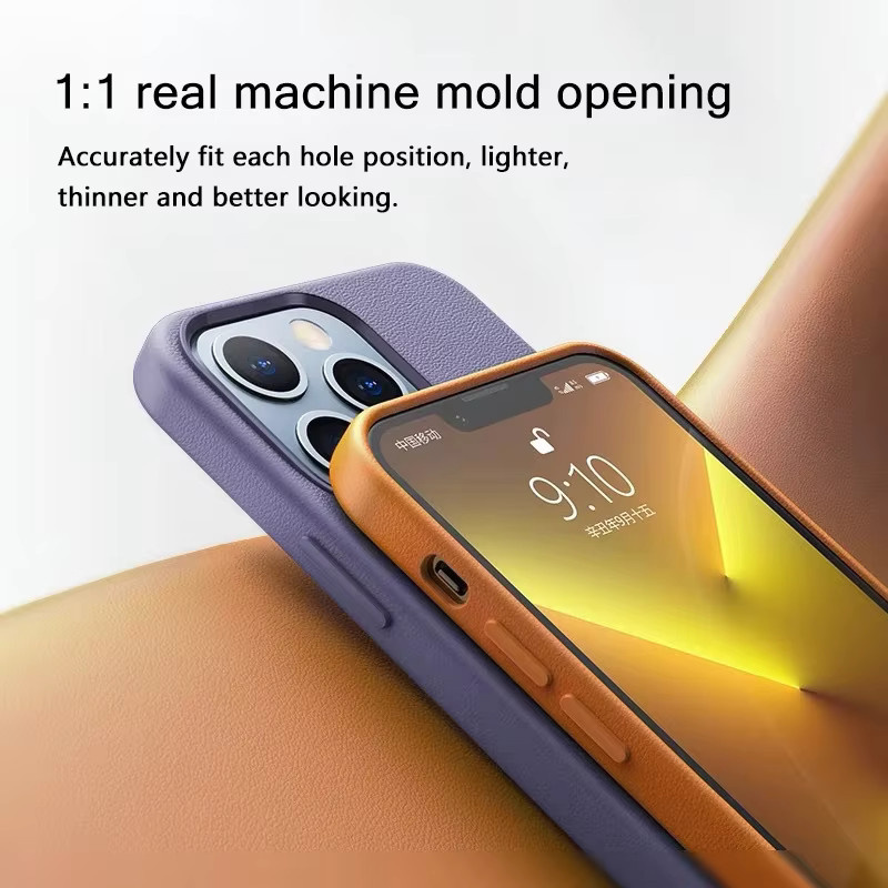 Apple MagSafe Lederhülle für iPhone 17 16 15 14 Pro Max mit magnetischer Animation in Orange - Bild 3