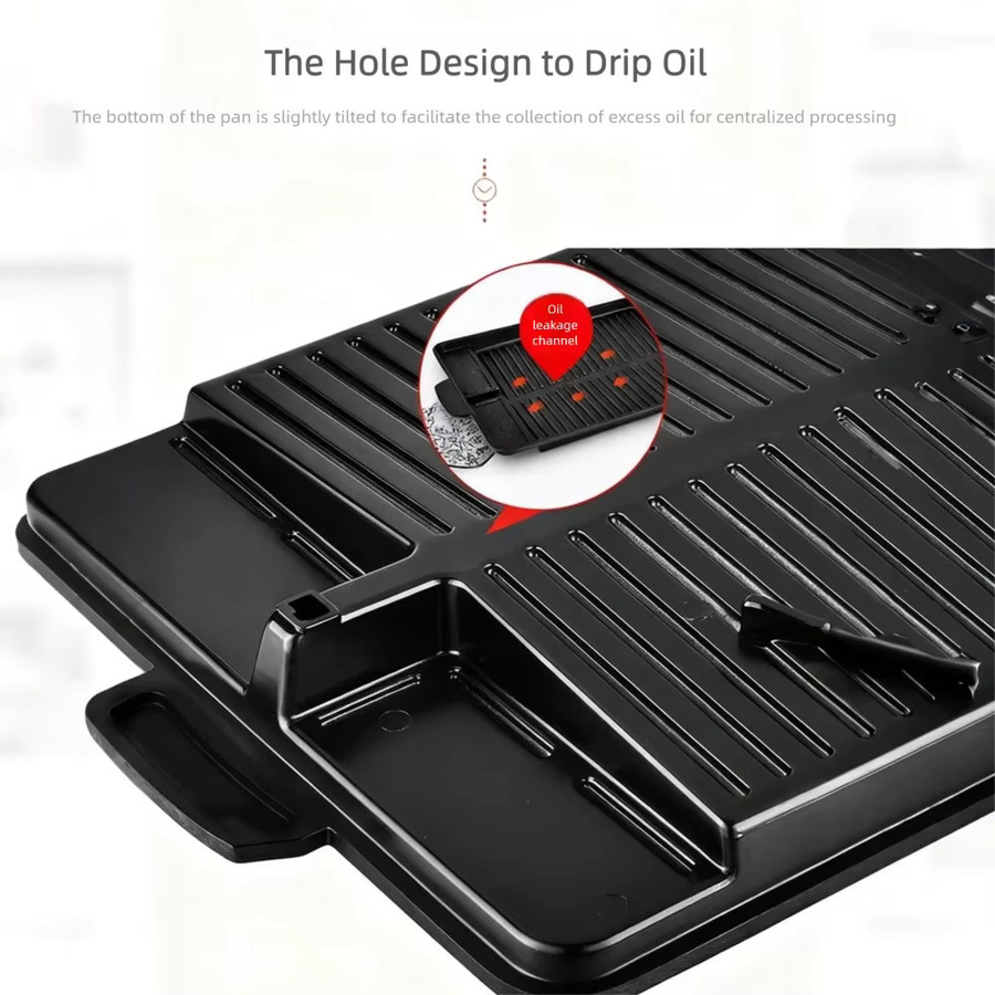 KOSUN Koreanische BBQ-Grillpfanne mit Antihaftbeschichtung und Ölloch, Schwarz, Breite: 37,5 cm - Bild 3