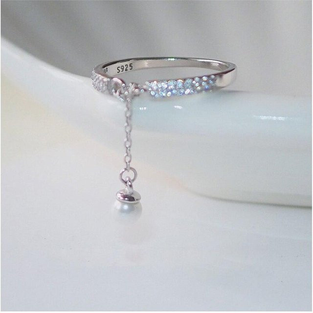 YIRAN Jewelry Ring, 925 Silber, Zirkonia, Perle, Damen, grau - Bild 1