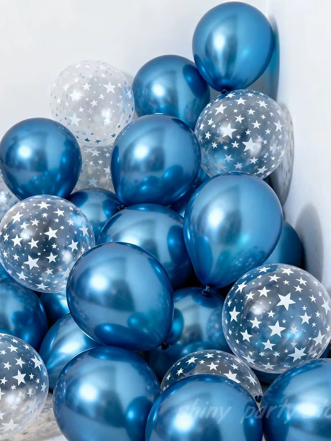 GSF Ballon Set Blau Transparent mit Sternen-Effekt aus Latex für Geburtstag und Hochzeit, 20 oder 50 Stück - Bild 5