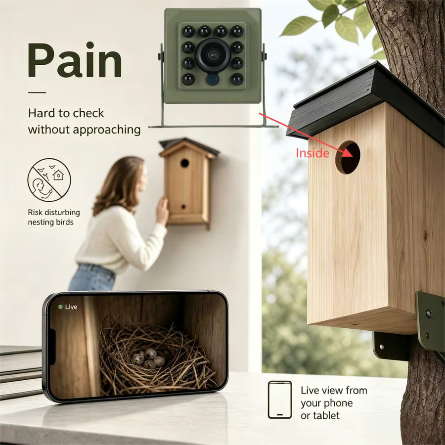 4K 8MP WLAN-Wildkamera für die Vogelbox in Grün mit icsee App zur einfachen Einrichtung - Bild 2