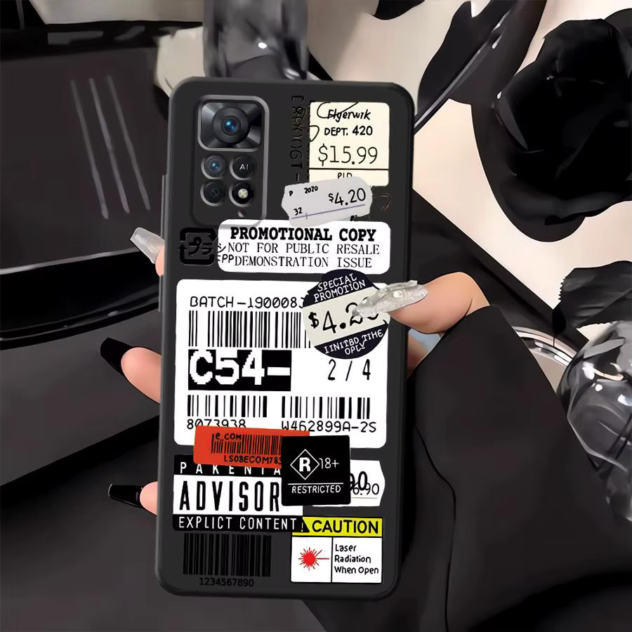 Schwarze minimalistische Handyhülle mit Logo für Xiaomi Redmi Note 9, 10, 11, 12 Pro, 7, 8, 13, 14 Plus, 9S, 12S, 10S, 11S aus weichem Material - Bild 2