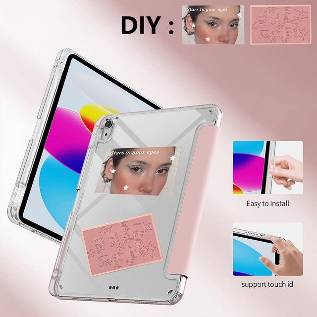 PHYLYN DIY Transparente Kristall-Tablet-Hülle mit Stifthalter in Blau für iPad Air, Pro und Mini - Bild 1
