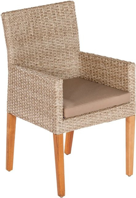 Merxx Gartensessel Ranzano 2er-Set aus Akazienholz mit beige Kunststoffgeflecht - Bild 1