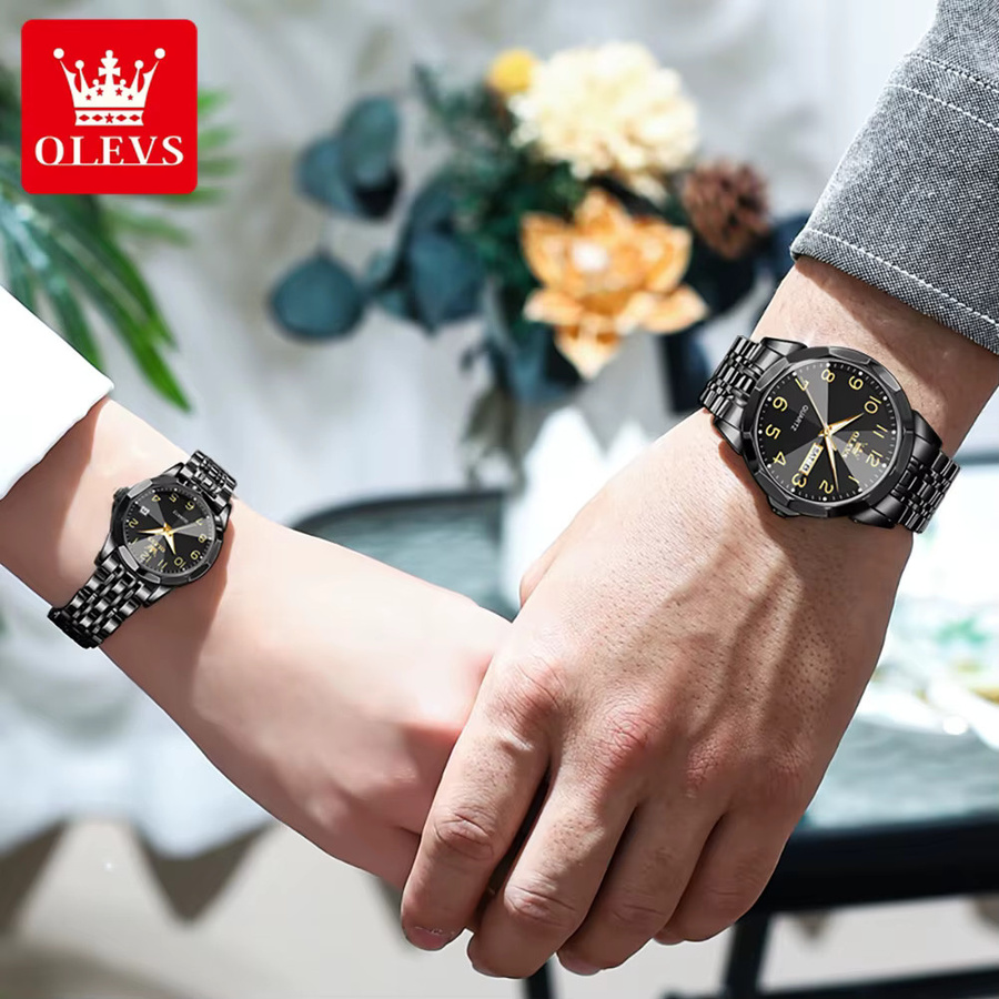 Olevs Digitaluhr, Quarz, Edelstahl, Schwarz, Unisex - Bild 5