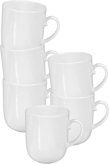 Seltmann Weiden Henkelbecher Rondo/Liane aus Porzellan, Weiß, 6er Set, 0,27 l pro Becher - Bild 1