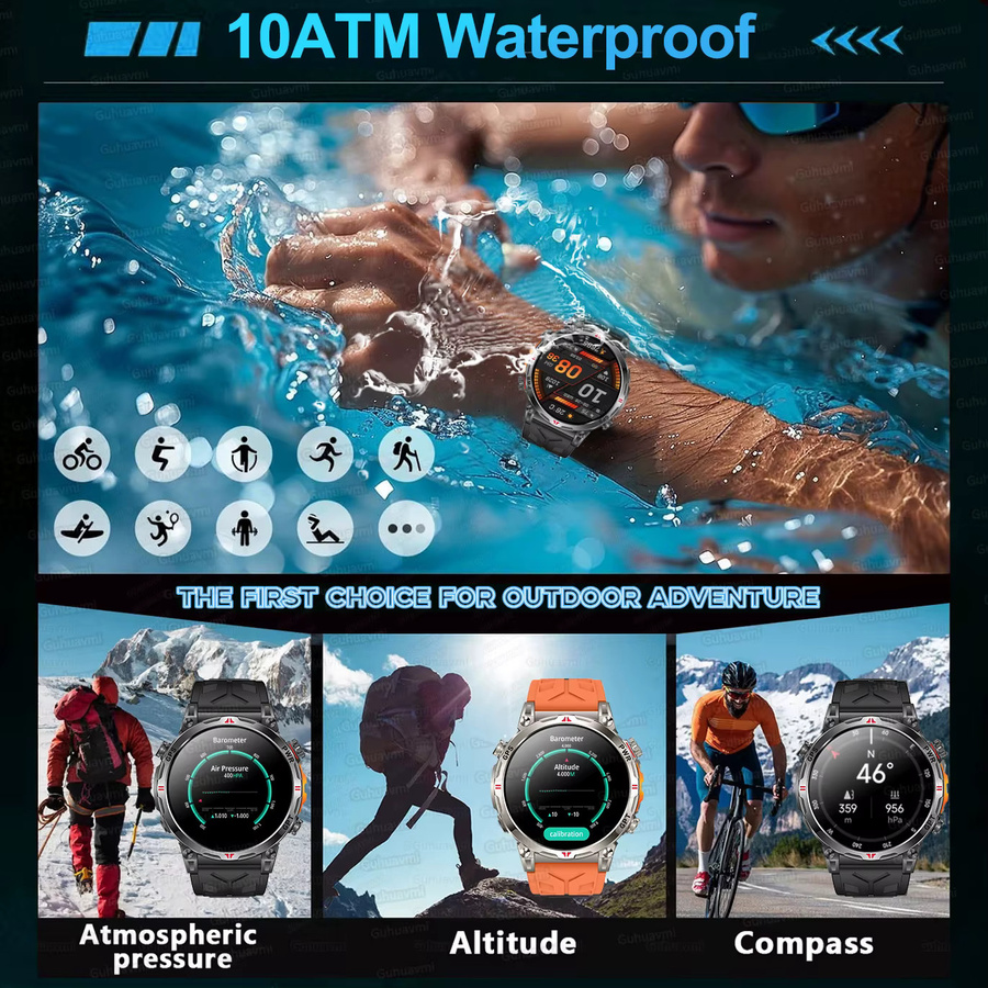 GUHUAVMI Smartwatch, GPS, 10 ATM, Herren - Bild 4