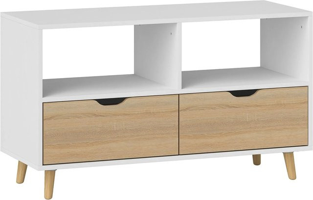 HOMCOM TV Schrank Lowboard modern in Weiß, B: 99 cm, T: 39 cm, H: 58 cm - Bild 1