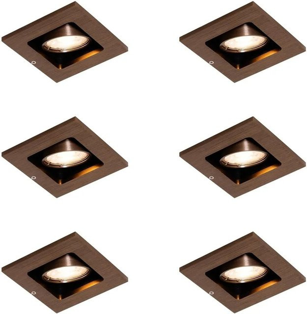 QAZQA Set mit 6 modernen verstellbaren Einbaustrahlern in Dunkelbronze - Bild 1