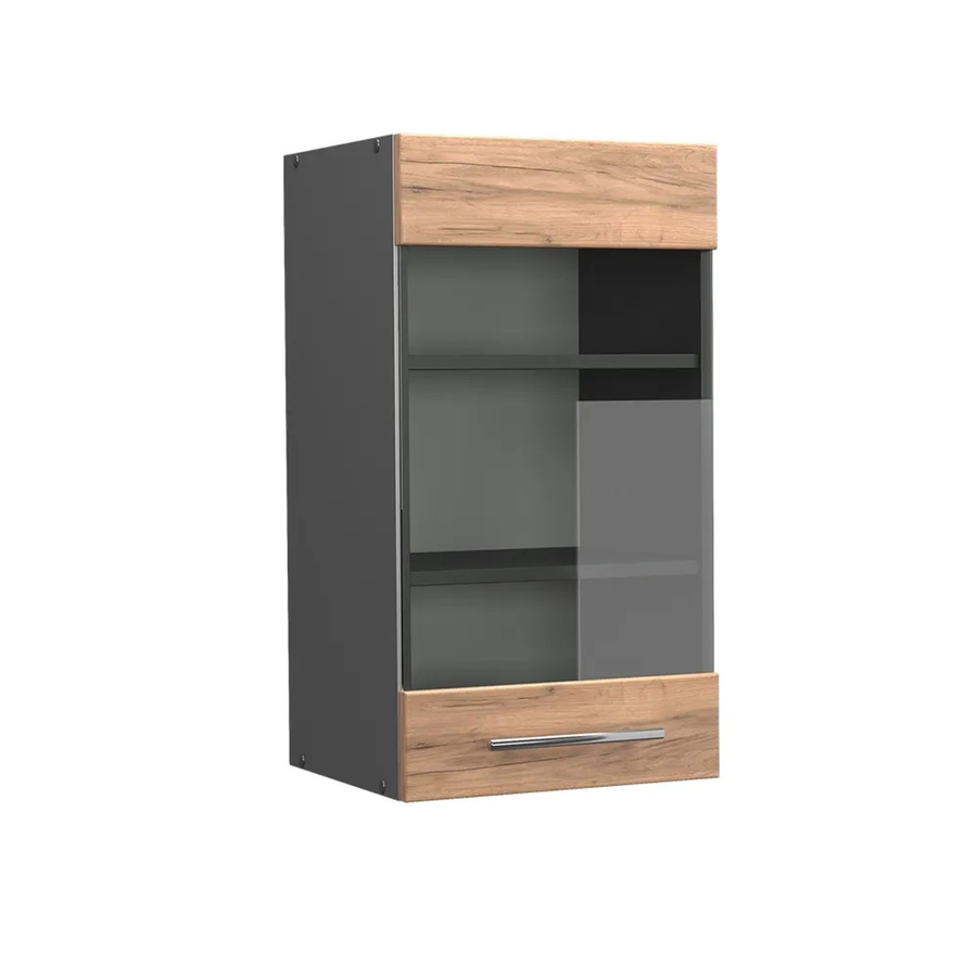Vicco Küchen-Hängeschrank Fame-Line mit Glasschranktüren in Anthrazit und Eiche, Breite: 40 cm - Bild 3